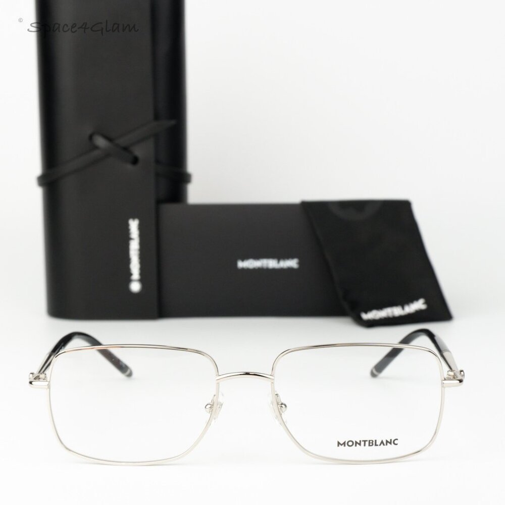 Montblanc Men Eyeglasses Silver Demo Rectangle MB0072O 004 NEW AUTHENTIC
